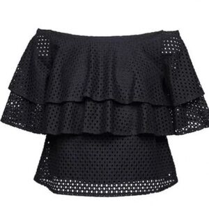 New Banana Republic Black Ruffle Off the Shoulder Shirt  Blouse Size Small